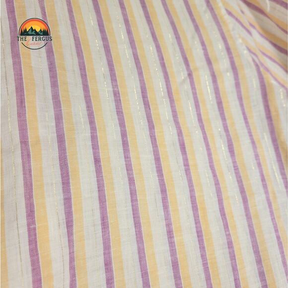 Chicos Striped 100% Linen Pink No Iron Button Up Shirt Plus Women's Sz 3 (16/18) - Picture 9 of 11